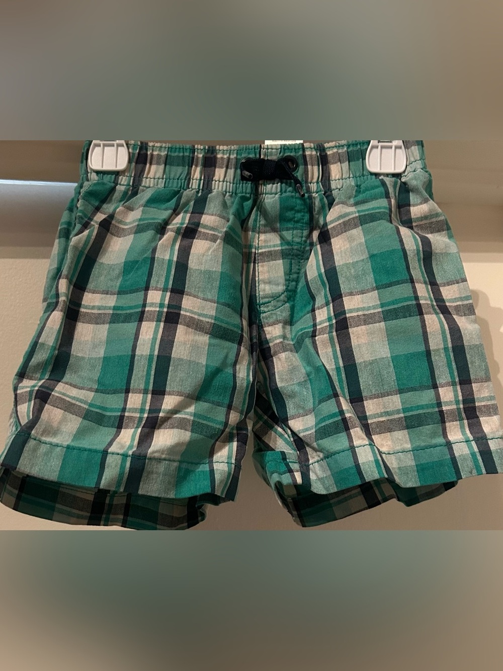 Gymboree Vintage Green Plaid Swim Trunks with Mesh Lining-Size 12-18 months